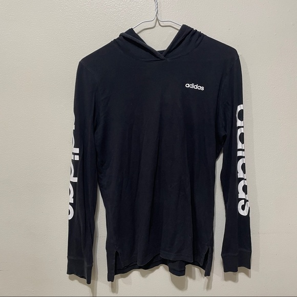 adidas Tops - adidas women's logo long sleeves t-shirt  lightweight hoodie black size medium